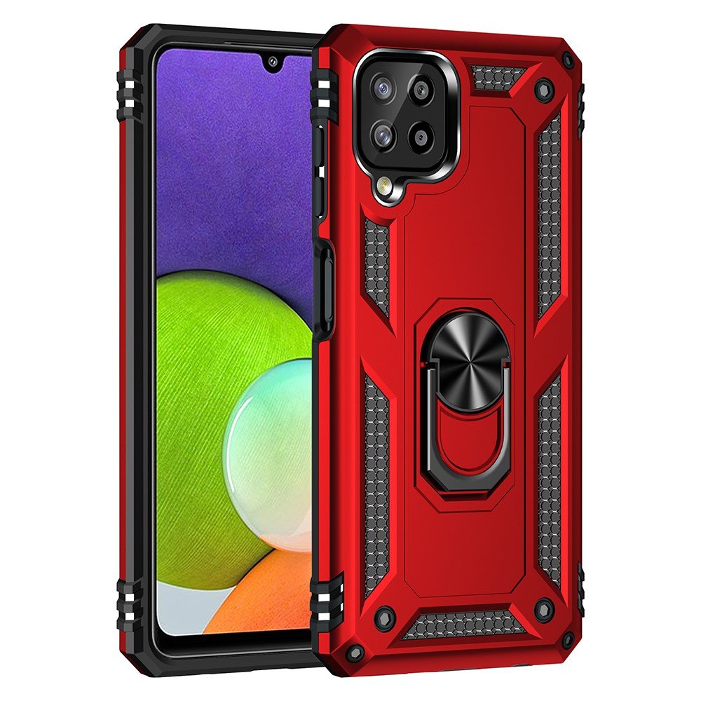 Protectores para celular  para Samsung  A22 4G Funda reforzada con anillo v2 Rojo
